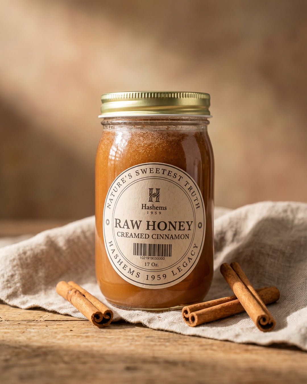 Creamed Cinnamon Raw Honey 17 oz