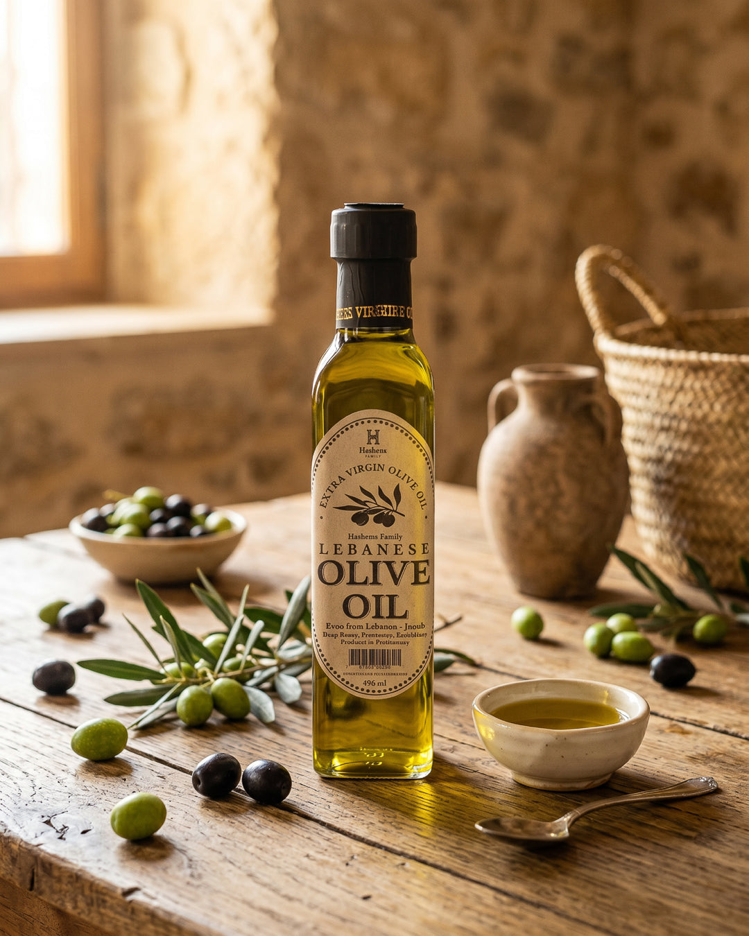 Lebanese Extra Virgin Olive Oil — Large 496 ml · Hashems Family