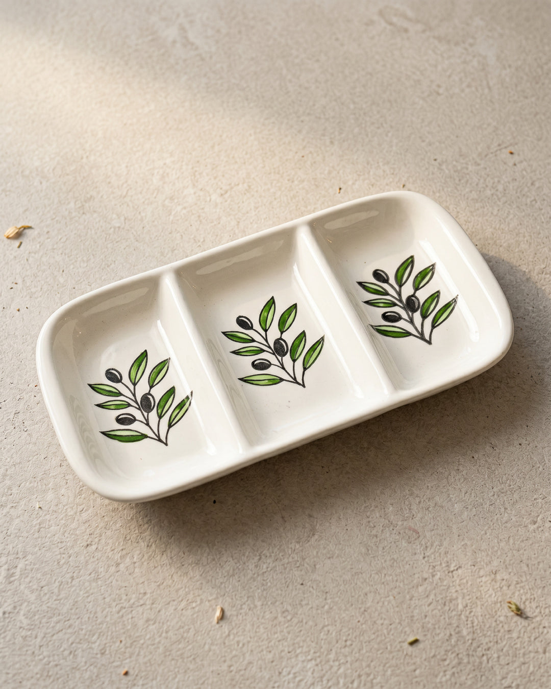 Hebron Ceramic Olive Branch Tray